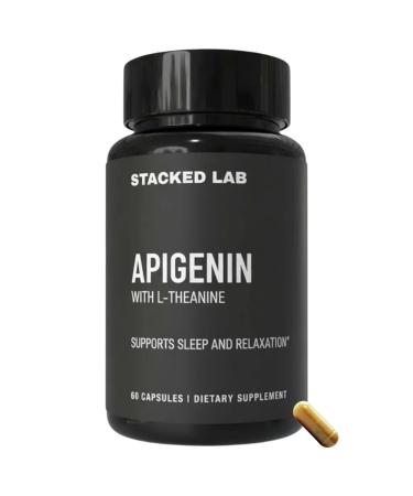 STACKED LAB Apigenin with L-Theanine for Better Sleep | Premium Sleep Support, Relaxation, & Sleep Quality Aid | Non-Drowsy, Melatonin Free | 60 Capsules