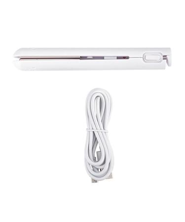 2 in 1 Dual- Hair Curler Mini Hair Straightener Travel Curling Iron Portable Mini USB Hair Curler White