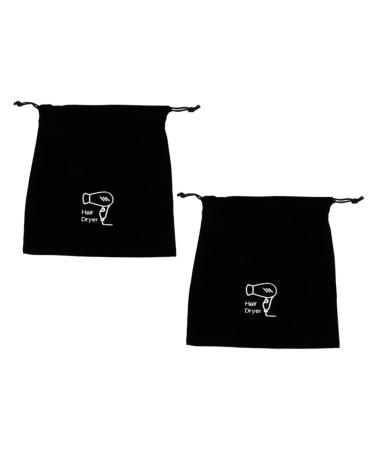 IWOWHERO 2pcs Velvet Bag Hair Tools Travel Bag Hair Dryer Storage Hairdryer Bag Blow Dryer Bag Flannel Black