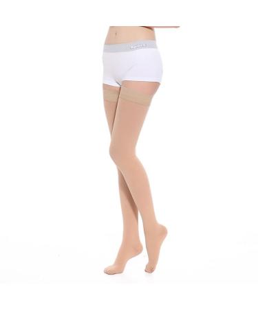 Lumoony 1PCs women & men's medical compression stockings Open toe thighs Support stockings edema compression socks Medical thrombosis socks 23-33mmHg XXL skin color