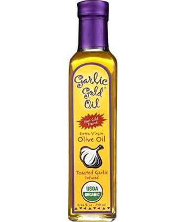 Garlic Gold USDA Certified Organic Extra Virgin Olive Oil Infused with Garlic, Low FODMAP,(8.44 fl oz)