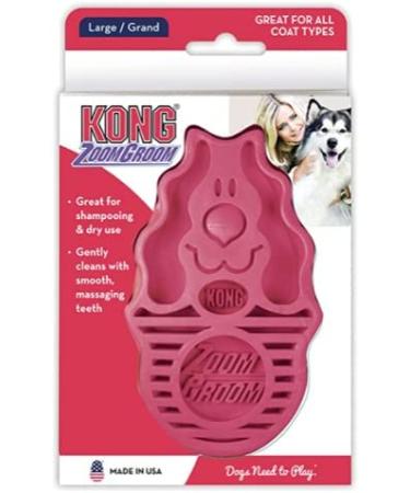 KONG Zoom Groom Multi-Use Dog Brush in Pink - Gentle Pet Grooming Tool - Buy Online on GoSupps.com