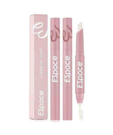 2 Pack Double-headed Eyebrow Soap Fix Balm with Brush Eyebrow Styling Wax 3D Stereotyped Long Lasting Buildable Eyebrow Pencil