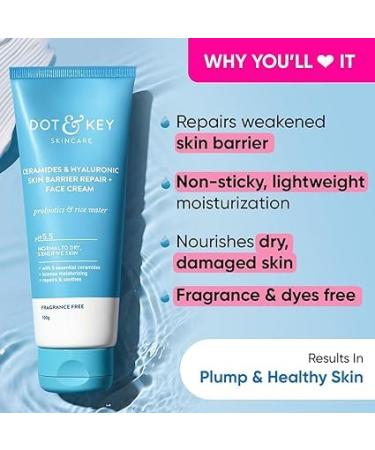 Dot.&.Key Ceramides Moisturizer | Hyaluronic Intense Hydration & Skin Strengthening | Probiotic & Rice Water Barrier Repair Cream - Buy Online on GoSupps.com