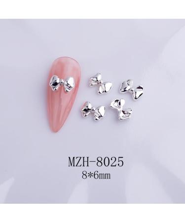 10pcs Nail Art Ribbon Bow Studs Silver Golden Metal 3D Butterfly Charms Nail Decoration Manicure DIY Design Accessories (8025) - Buy Online on GoSupps.com