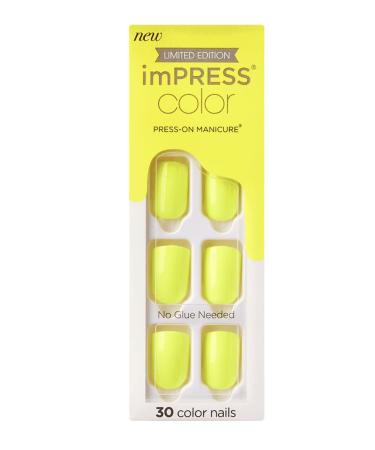 Kiss imPRESS Color Limited Edition Neon Yellow Press-On Fake Nail Manicure Influencer 84780