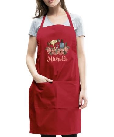 Custom Hair Stylist Apron - Personalized Floral Pink Apron with Pockets for Women | Ideal for Salon Barber & Beauty School Students - Lightweight Cotton Design - Buy Online on GoSupps.com