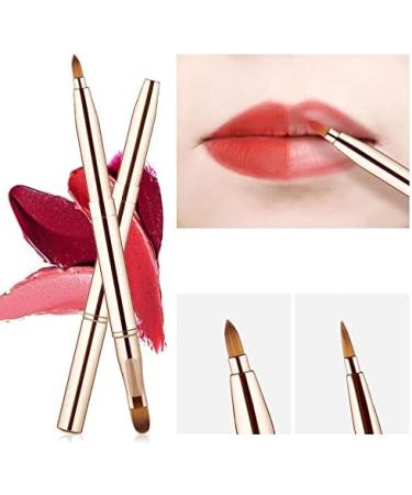 Exquisite Professional Lip Brush Applicators-Retractable Lipstick Brushes- Lipstick Gloss Makeup Brush Tool For Women and Girls (Two-Head-Gold) - Buy Online on GoSupps.com