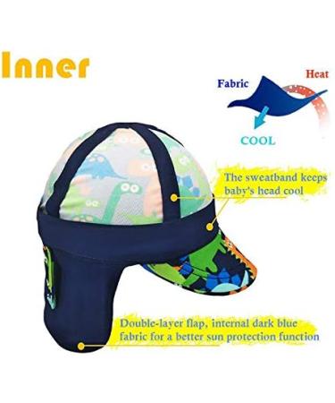 Kids Legionnaires Hat UPF 50+ Sun Protection Swim Cap - Dinosaur Design | Quick-Drying Boys Sun Hat for Beach and Pool | 2-4 Years - Buy Online on GoSupps.com