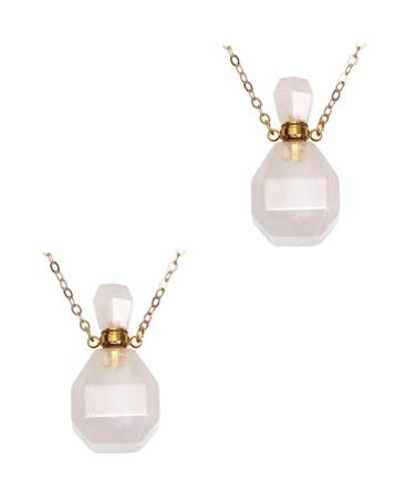 Zerodeko 2pcs Jewelry Perfume Bottle Natural Aromatherapy Necklace Perfume Bottle Pendant Necklace Hanging Necklace Pendant Amethyst Jewelry Aromatherapy Essential Oil Diffuser White 3.4x2x2cmx2pcs Whitex2pcs