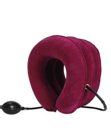 Cervical Neck Traction Device Adjustable Neck Stretcher Neck Support Brace Neck Traction Pillow Provides Neck Tension Relief for Home Use Neck Decompression (Rose red)
