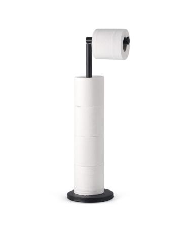 LAYUKI Free Standing Toilet Paper Holder Stand, Matte Black Finished Stainless Steel Rustproof Tissue Roll Holder Floor Stand Storage for Bathroom - Buy Online on GoSupps.com