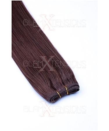 Weft Extensions Real Hair Tress Glamxtensions smooth 100% Remy Indian real hair Human Hair - 45cm in the color #06 Medium -brown - hair extension hair sealing for sewing