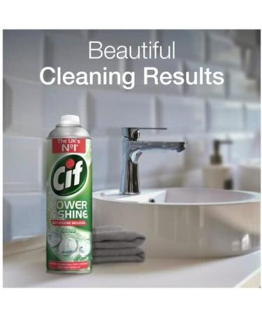 Cif Power & Shine Citrus Mousse Bathroom Cleaner Spray 500ml Soapscum and daily dirt remover 2 pieces + Gift for You: Organza small bag - Buy Online on GoSupps.com