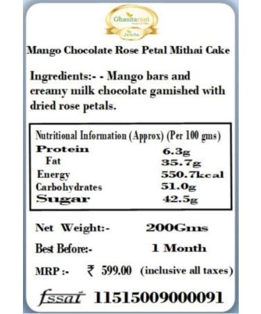 Ghasitaram Gifts Rakhi Gifts for Brothers Rakhi Sweets - Mango Chocolate Rose Petal Mithai Cake with Pearl Beads Rakhi Mango Chocolate Rose Petal Mithai Cake with Rakhi - Buy Online on GoSupps.com