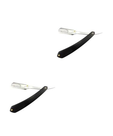 Minkissy 2st razor with double cutting edge beard cutter kit razor vintage hairdresser razor foldable razor razor razor metal man bamboo razor