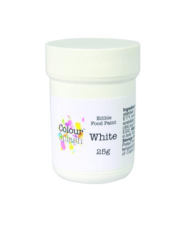 COLOUR SPLASH Edible Food Paint Metallic Colouring Cake Decorating Paints Ready To Use Add Shine & Sparkle To Cakes & Decorations Suitable For Sugar Paste Marzipan & Modelling Pastes - White 25g Matt White