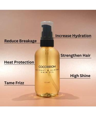 COCOBROM Premium Coconut & Almond Hair Oil for All Hair Types - Stenghen | Nourish | Shine (100ml) - Buy Online on GoSupps.com
