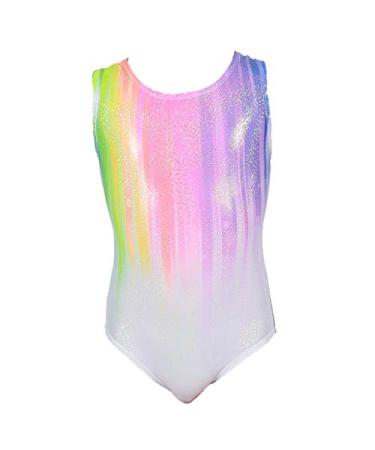 ZIZI Gymnastics Leotards for Girls One-piece Sparkle Colorful Rainbow Dancing Athletic Leotards 2-11Years Rainbow 7-8Years(140)