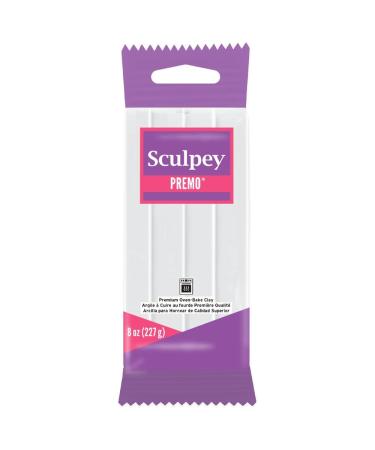 Sculpey Premo Polymer Oven-Bake Clay  White  Non Toxic  8 oz. bar  Great for jewelry making  holiday  DIY  mixed media and home d cor projects. Premium clay Great for clayers and artists.