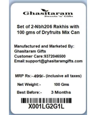 Ghasitaram Gifts Rakhi for Brother Rakhis Online - Set of 2-Nbh206 Rakhis with 100 GMS of Dryfruits Mix Can Rakhi with 100 gms of Dryfruits Mix Can - Buy Online on GoSupps.com
