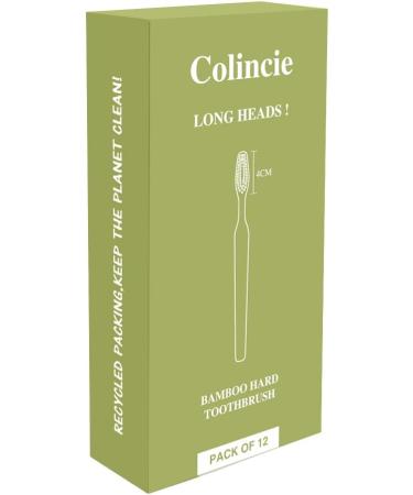 Colincie 12-Pack Bamboo Charcoal Toothbrushes for Extra Hard & Firm Brushing - Whitening Teeth, Long Head with Thickened Handle - Buy Online on GoSupps.com