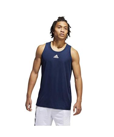 adidas Men's Heathered Tank Top Large Collegiate Navy