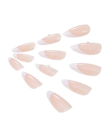 Brishow Pink French Short Artificial Nails - 24 Pearl Press-On Ballerina Acrylic Nails for Women & Girls | International Shipping Available - Buy Online on GoSupps.com