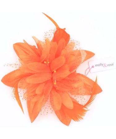 Arranview Jewellery Orange flower fascinator comb with feather tendrils Orange One Size - Buy Online on GoSupps.com