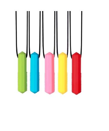 KMOCEPLY 5-part sensory chewing pencil cover set silicone chicken stuff autism chicken stuff oral sensory autism chewing necklace bpa-free for children boys girls teeth