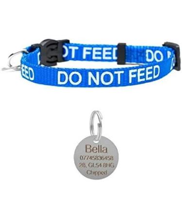 Cat Collar DO NOT Feed in Red Pink Or Blue Safety Release & Optional Engraved ID Tag (Blue 25mm Plain Silver Tag) - Buy Online on GoSupps.com