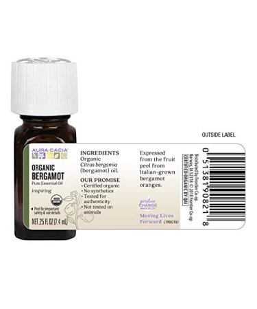 Aura Cacia Organic Bergamot Essential Oil - 0.25 fl oz (7.4 ml) | Pure Aromatherapy - Buy Online on GoSupps.com