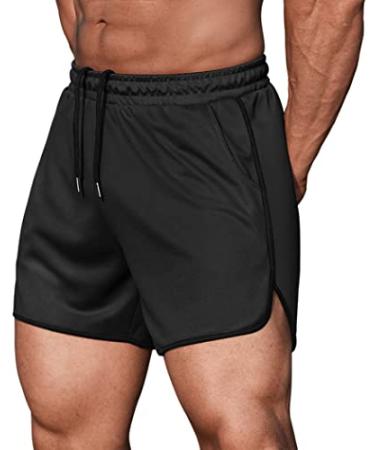 COOFANDY Men's 2 Pack Fitted Workout Shorts Bodybuilding Sporting Running Training Jogger Gym Short Pants with Pockets Black (1 Pack) Medium