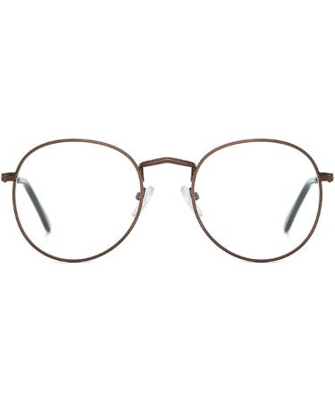 MIGOO Classic Round Blue Light Filter Glasses - Retro Metal Frame Unisex Nerd Eyewear (Brown) - No Prescription Needed International Shipping - Buy Online on GoSupps.com