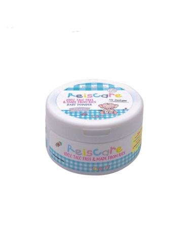 Reiscare 100% Talc-Free & Made from Rice Baby Powder Pure No Perfume Making Baby's Skin Smooth  Soft to The Touch (There is a Puff in The jar) 130g.