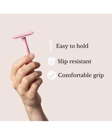 Eco-Friendly Double Edge Safety Razor for Women - Pink Metal Alloy + 5 Blade Refills - Reusable Shaving Solution - Buy Online on GoSupps.com