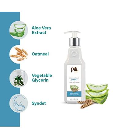 Pili Natural Syndet | Gentle Oatmeal & Aloe Vera Cleanser for Sensitive Skin | Hypoallergenic Skin Care - 8.4 Fl.oz - Buy Online on GoSupps.com