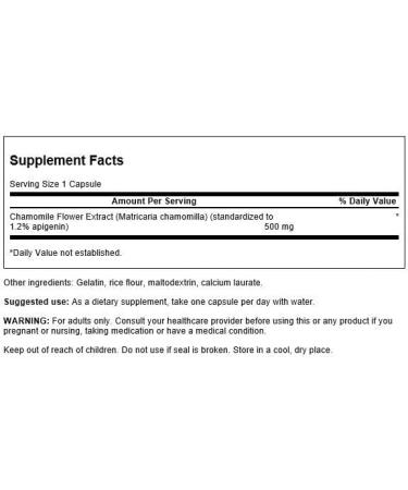 Swanson Chamomile Flower Extract 500mg | Standardized to 1.2% Apigenin | 60 Capsules - Buy Online on GoSupps.com