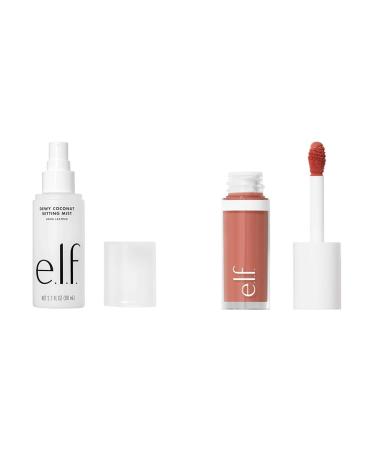 e.l.f. Dewy Coconut Setting Mist Makeup Setting Spray Hydrates & Conditions Skin 2.7 Fl Oz (80mL) & Camo Liquid Blush Long-lasting Liquid Blush For High-pigment Colour Creates A Soft Spray + MAKEUP YODED214