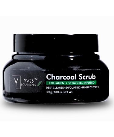 Rejuvenating Exfoliating Activated Charcoal Body Scrub with Collagen and Stem Cell Infused 10 fl oz Deep Cleanse Exfoliate Tone Moisturize