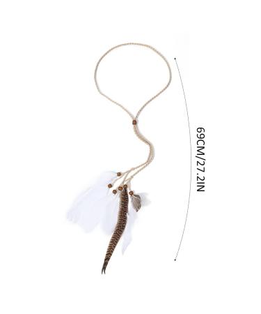 Runmi Bohemian Feather Frontal Ligaments Hair Headdress - Vintage Hippie Indian Accessories for Women & Girls | Perfect for Halloween Decoration - Buy Online on GoSupps.com