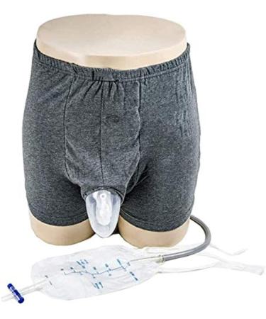 Reusable Portable Male Underpants Wearable Urine Bag Incontinence Pants for Men Urinary Leak Proof Leg Silica Gel Urinal Catheter Urine Bag Holder Collection Bag M Medium