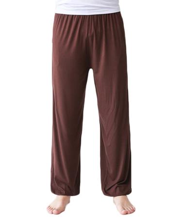 AvaCostume Men's Lightweight Loose Yoga Pants Elastic Waist Modal Yoga Harem Pants Large Coffee With Pocket