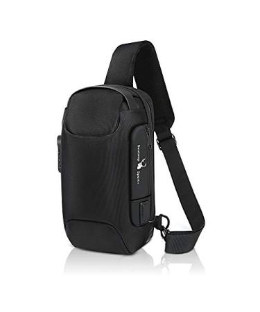 Jafeton Sling Bag Small Backpack Men Waterproof Crossbody Bag Anti Theft Chest Backpack Travel Shoulder Bag With Usb Charging Port Sling Pack With Lock Nylon Water Resistant