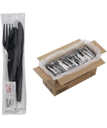 250 Plastic Cutlery Packets - Knife Fork Spoon Napkin Salt Pepper Sets | Black Plastic Silverware Sets Individually Wrapped Cutlery Kits  Plastic Utensil Cutlery Set Disposable Bulk To Go Silverware - Buy Online on GoSupps.com