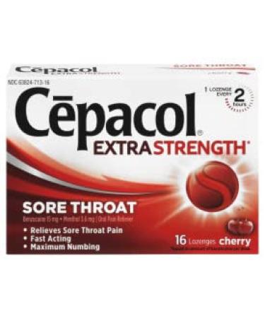 Cepacol Extra Strength Throat Lozenges Cherry 16 Count (Pack of 5)
