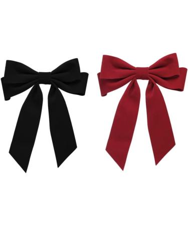Velvet Hair Bow Clips Large Satin Ribbon Bow Hairpins Bow Hair Barrette for Party Hair Accessories Black Bow Hair Clips Velvet Hair Bow Clips Satin Ribbon Bow Hairpins Red - Buy Online on GoSupps.com