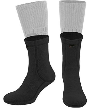 281Z Hiking Warm 6 inch Liners Boot Socks - Military Tactical Outdoor Sport - Polartec Fleece Winter Socks (Black) Large Black