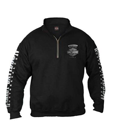 Harley-Davidson Men's Lightning Crest 1/4 Zip Cadet Pullover Sweatshirt, Black 5X-Large
