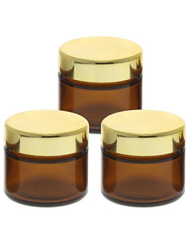 Brown glass jar 50ml with gold lid empty Kosmetex glass cream jar cosmetic jar made of brown glass brown - gold 3 pieces